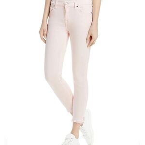 7 For All Mankind Light Blush Mid Rise Released Hem Skinny Jeans with Stretch